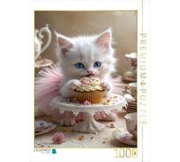 Puzzle · Un Adorable bébé Chat en Tutu grignote Un Cupcake | L'art félin pour tomber amoureux · 1000 pièces · Format assemblé 64 × 48 cm · CALVENDO Puzzle