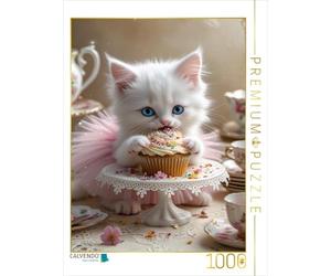 Puzzle · Un Adorable bébé Chat en Tutu grignote Un Cupcake | L'art félin pour tomber amoureux · 1000 pièces · Format assemblé 64 × 48 cm · CALVENDO Puzzle