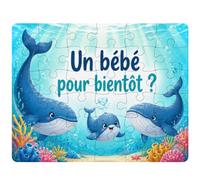 Puzzle Un bébé pour bientôt ? | 30 Pièces 24 × 19 cm Carton Brillant 2 mm | Message à Reconstituer Annonce Surprise | Cadeau Anniversaire Noël