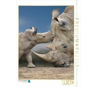 Puzzle · Un bébé rhinocéros avec sa mère | 1000 pièces · Format assemblé 64 × 48 cm · CALVENDO Puzzle