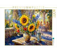 Puzzle · Un Bouquet Estival éclatant composé de tournesols et de | delphiniums dans le jardin · Un bouquet de fleurs éclatant dans… · 2000 pièces · Format assemblé 90 × 67 cm · CALVENDO Puzzle
