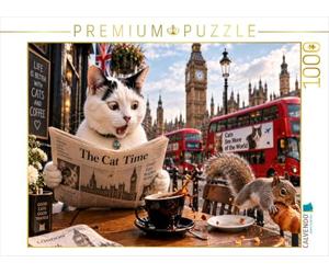 Puzzle · Un Chat à Londres | Une aventure avec Big Ben, du café et quelques petites surprises · 1000 pièces · Format assemblé 64 × 48 cm · CALVENDO Puzzle