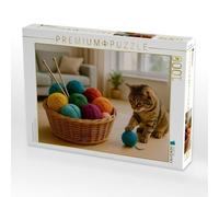 Puzzle · Un Chat Joue avec la Laine | Quand la créativité rencontre la curiosité · 1000 pièces · Format assemblé 64 × 48 cm · CALVENDO Puzzle
