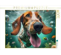 Puzzle · Un Chien de Chasse Allemand Plonge joyeusement sous l'eau | Les quadrupèdes s'amusent dans la piscine · 1000 pièces · Format assemblé 64 × 48 cm · CALVENDO Puzzle