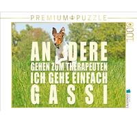 Puzzle · Un Jack Russell Terrier Court dans Un pré | D'autres vont chez le psy, moi je vais juste promener mon chien · 1000 pièces · Format assemblé 64 × 48 cm · CALVENDO Puzzle