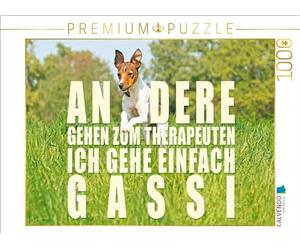 Puzzle · Un Jack Russell Terrier Court dans Un pré | D'autres vont chez le psy, moi je vais juste promener mon chien · 1000 pièces · Format assemblé 64 × 48 cm · CALVENDO Puzzle