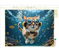 Puzzle · Un Joli Minou Glisse en apesanteur dans l'eau | Chat plongeur · 1000 pièces · Format assemblé 64 × 48 cm · CALVENDO Puzzle