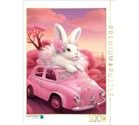 Puzzle · Un Lapin Roule sur Le Toit de la Voiture | Un motif du calendrier Rosa Traumland · Un monde merveilleux et… · 1000 pièces · Format assemblé 64 × 48 cm · CALVENDO Puzzle