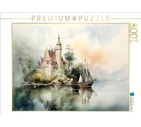 Puzzle · Un Motif du Calendrier Construit près de l'eau | Châteaux de rêve féeriques en aquarelle · 1000 pièces · Format assemblé 64 × 48 cm · CALVENDO Puzzle