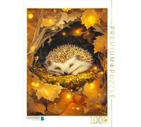 Puzzle · Un Motif du Calendrier Entre Mousse et rosée du Matin | Dans le bruissement des feuilles, le hérisson se blottit · 1000 pièces · Format assemblé 64 × 48 cm · CALVENDO Puzzle