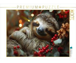 Puzzle · Un Motif du Calendrier Paresseux - Détendus Tout au Long de | l'année · Sieste confortable dans le sapin de Noël · Le paresse… · 1000 pièces · Format assemblé 64 × 48 cm · CALVENDO Puzzle