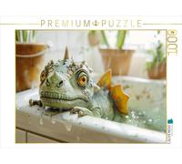 Puzzle · Un Motif du Calendrier Que diriez-Vous d'avoir Un Dinosaure comme | animal de compagnie · Même un dino doit prendre un bain de… · 1000 pièces · Format assemblé 64 × 48 cm · CALVENDO Puzzle