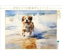 Puzzle · Un Motif du Calendrier Vacances sur la pittoresque côte de la mer | du Nord · Le plaisir des chiens sur la plage · 1000 pièces · Format assemblé 64 × 48 cm · CALVENDO Puzzle