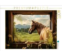 Puzzle · Un Motif du Calendrier Vu de la fenêtre | Un regard en arrière sur l'alpage · 1000 pièces · Format assemblé 64 × 48 cm · CALVENDO Puzzle