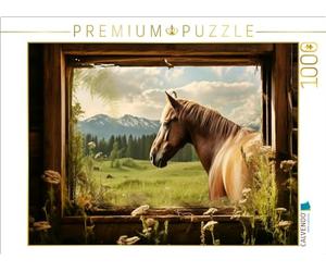 Puzzle · Un Motif du Calendrier Vu de la fenêtre | Un regard en arrière sur l'alpage · 1000 pièces · Format assemblé 64 × 48 cm · CALVENDO Puzzle