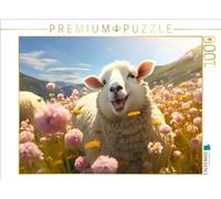 Puzzle · Un Mouton Joyeux dans Un pré Fleuri | Daniela Bertschi Art numérique · 1000 pièces · Format assemblé 64 × 48 cm · CALVENDO Puzzle