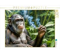 Puzzle · Un Singe se détend en fumant Son Joint dans la Jungle de Chanvre | Un singe cool s'enfile nonchalamment un joint · au milieu du… · 1000 pièces · Format assemblé 64 × 48 cm · CALVENDO Puzzle