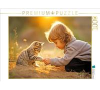 Puzzle · Une amitié Profonde | Jouer avec un chaton · 1000 pièces · Format assemblé 64 × 48 cm · CALVENDO Puzzle