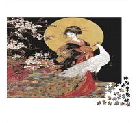 Puzzle Une courtisane exquise et Un Paon Blanc pour Adultes,38x26cm/1000pcs,Jeu Éducatif,décoration De La Maison,