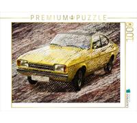 Puzzle · Une Ford Capri Jaune Devant Un Fond rocailleux | Une Ford Capri jaune semble tout droit sortie d'un tableau sur… · 1000 pièces · Format assemblé 64 × 48 cm · CALVENDO Puzzle