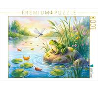 Puzzle · Une Grenouille est Assise au Bord de l'étang et guette Une | libellule qui passe · Une grenouille curieuse observe une… · 1000 pièces · Format assemblé 64 × 48 cm · CALVENDO Puzzle