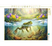 Puzzle · Une Grenouille Profite de la Chaleur du Soleil printanier au Bord | tranquille de l'étang · Une grenouille est assise, détendue, au… · 1000 pièces · Format assemblé 64 × 48 cm · CALVENDO Puzzle