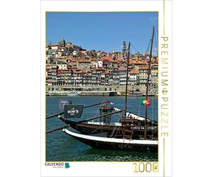 Puzzle · Une Illustration tirée du Calendrier « Farbiges Porto | Centre historique de Porto avec le fleuve Douro et un bateau… · 1000 pièces · Format assemblé 64 × 48 cm · CALVENDO Puzzle
