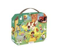 Janod - Puzzle Enfant A La Ferme 24 Pièces - Jeu Educatif Motricité Fine et Concentration - Valisette Poignée - Fabriqué en France et Certifié FSC - Dès 3 Ans, J02603