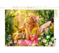Puzzle · Une Petite fée aux Ailes est Assise Parmi Les Fleurs, en Compagnie | d'un petit renard · Une délicate petite fée, coiffée d'une… · 1000 pièces · Format assemblé 64 × 48 cm · CALVENDO Puzzle