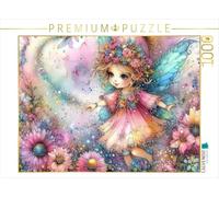 Puzzle · Une Petite fée Vole au-Dessus de Fleurs Multicolores | Une délicate fée à l'aquarelle, de la poussière d'étoiles… · 1000 pièces · Format assemblé 64 × 48 cm · CALVENDO Puzzle