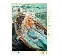 Puzzle · Une sirène rêve dans Un Vieux Bateau | Sirène en barque sur une eau calme · 1000 pièces · Format assemblé 64 × 48 cm · CALVENDO Puzzle