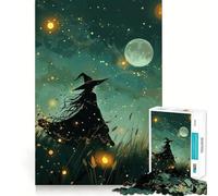Puzzle Une sorcière Parmi Les lucioles 1000 pièces Jeu de réflexion de qualité supérieure,découpé au Laser Exercice Mental Calme à Faire à la Maison (50x75cm)
