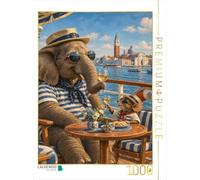 Puzzle · Une Souris et Un éléphant en croisière au Large de Venise | Des globe-trotters animaliers en tour du monde · 1000 pièces · Format assemblé 64 × 48 cm · CALVENDO Puzzle