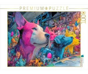 Puzzle · Une Ville Haute en Couleur | Quand les chiens rêvaient · 1000 pièces · Format assemblé 64 × 48 cm · CALVENDO Puzzle