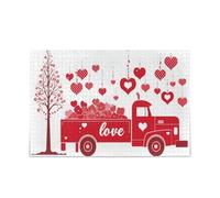 Puzzle unique pour la Saint-Valentin Un camion avec un fond rouge et des pois blancs roses uniques pour la relaxation et le plaisir en famille 500 pièces