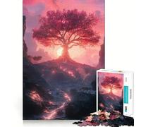 Puzzle Unity Arbre Rose au Coucher du Soleil de 1000 pièces pour Adolescents activité ludique et stimulante pour développer la réflexion,pièces de Taille Uniforme,idéale pour Une à l’intérieur
