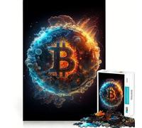 Puzzle univers Bitcoin de 1000 pièces avec des pièces ajustées - Un jeu cognitif qui invite à jouer confortablement et représente un motif de Noël (50 x 75 cm)