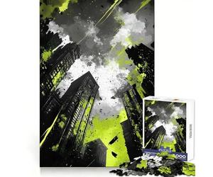 Puzzle Urban Chaos 1000 pièces Exercice de logique Distraction apaisante Bords Nets Cadeau Festif (38x26cm)