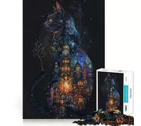 Puzzle Urban Feline Dreams pour Adolescents,1000 pièces,Jeu de mémoire Amusant,Surface Lisse sans bavures,Cadeau d'anniversaire,Casse-tête (50x75cm)
