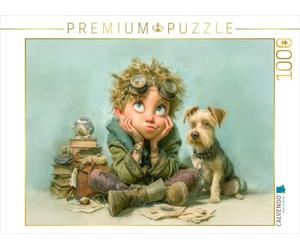 Puzzle · Œuvres d'humour | Je préfère jouer avec mon chien · 1000 pièces · Format assemblé 64 × 48 cm · CALVENDO Puzzle
