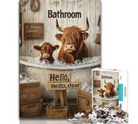 Puzzle Vache des Highlands 1000 pièces pour Adultes et Adolescents, Anti-Stress, défi Difficile, renforce l'amour Entre Couples 38x26cm