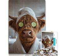 Puzzle Vache Highland baignant 1000 pièces pour Adultes et Adolescents, Anti-Stress, défi Difficile, renforce l'amour Entre Couples 50x75cm