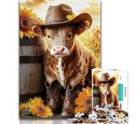 Puzzle Vache Tournesol pour Adolescents 1000 pièces, Jeu éducatif, Jouet de défi, idéal comme Cadeau pour Toute la Famille 38x26cm