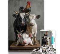 Puzzle Vaches et Cochons 1000 pièces pour Adultes et Adolescents, Jouets éducatifs et éducatifs, Jeux familiaux, Cadeaux d'anniversaire et Cadeaux Uniques (38x26cm)