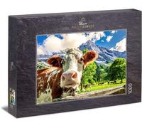 Puzzle Vaches Et Montagnes: Puzzle 1000 Pièces - Une Vache Curieuse Devant Un Paysage De Montagne De Rêve Dans Les Alpes.