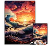 Puzzle Vagues au Coucher du Soleil pour 1000 pièces Puzzles stimulants Casse-tête Jeu pour Adultes Activité Interactive familiale 1000 PCS (38x26cm)