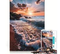 Puzzle Vagues au Coucher du Soleil pour Adolescents, 1000 pièces, Jeu de logique et de réflexion, Calme et Amusant, Bords Lisses, Cadeau d'anniversaire 50x75cm
