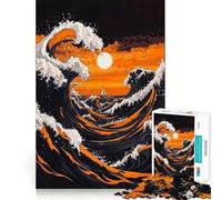 Puzzle Vagues au Coucher du Soleil pour Adultes, 1000 pièces, Jeu de réflexion Amusant et Silencieux, découpe précise, décoration Murale 38x52cm