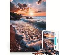 Puzzle Vagues au Coucher du Soleil pour Adultes, 1000 pièces, pour stimuler la mémoire, Passer Un Moment agréable, à Assembler Selon Le Motif de la liste de souhaits du Père Noël 38x52cm