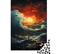 Puzzle Vagues Colorées, Casse-tête en Carton de qualité supérieure pour Enfants et Adultes à partir de 12 Ans, Cadeaux d'halloween, 1000 pièces (38 x 26 cm)